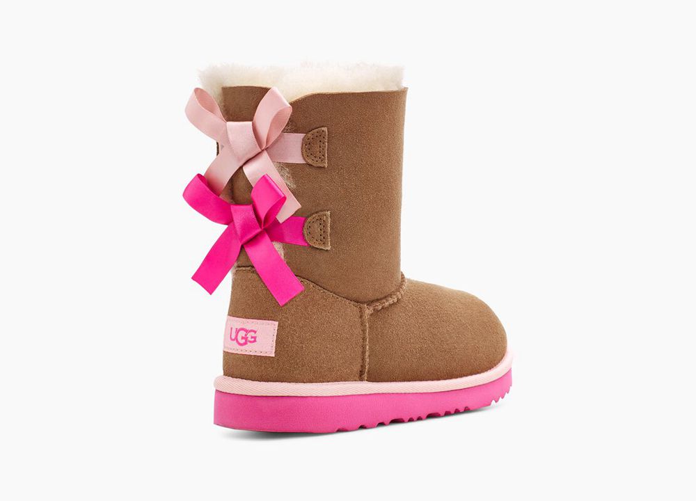 Ugg Boot Big Kids - Ugg Bailey Bow Ii Brown / Pink - 891KJTWBH